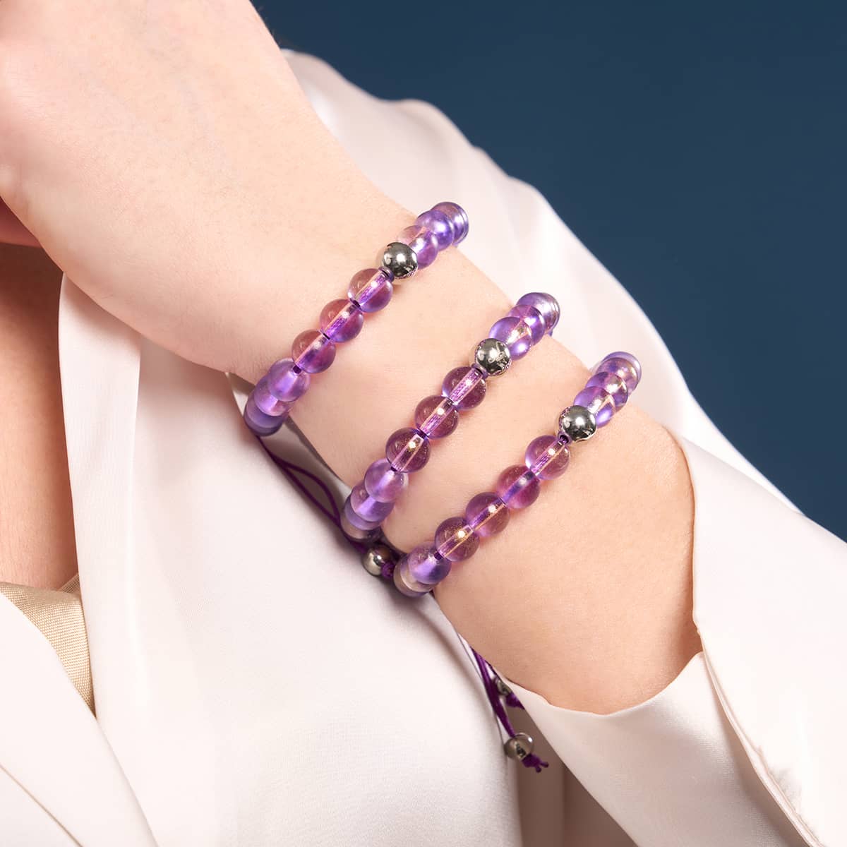 Grape Soda | Shimmer Glass | Macrame Bracelet